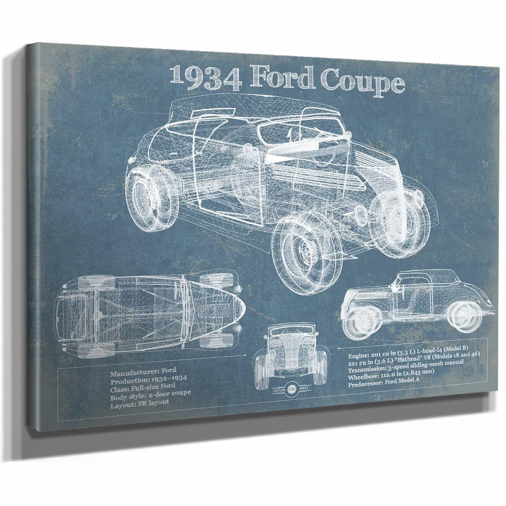 1934 Ford Coupe Vintage Blueprint Auto Print
