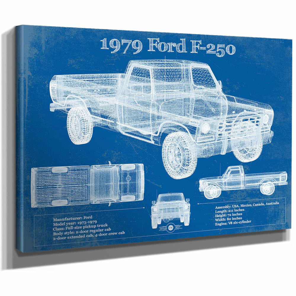 1979 Ford F-250 Vintage Blueprint Auto Print