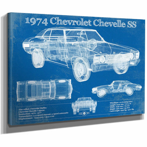1974 Chevrolet Chevelle SS 454 Original Blueprint Art