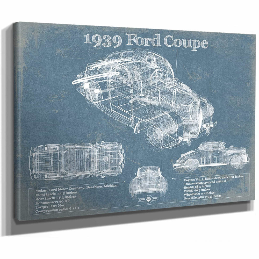 1939 Ford Coupe Vintage Blueprint Auto Print