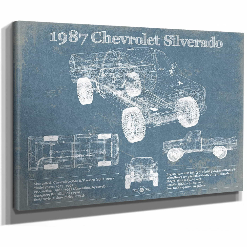 1987 Chevrolet Silverado Blueprint Vintage Auto Print