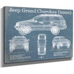 Jeep Grand Cherokee 2000 Vintage Blueprint Auto Print