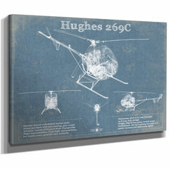 Hughes 269C Helicopter Vintage Aviation Blueprint Print