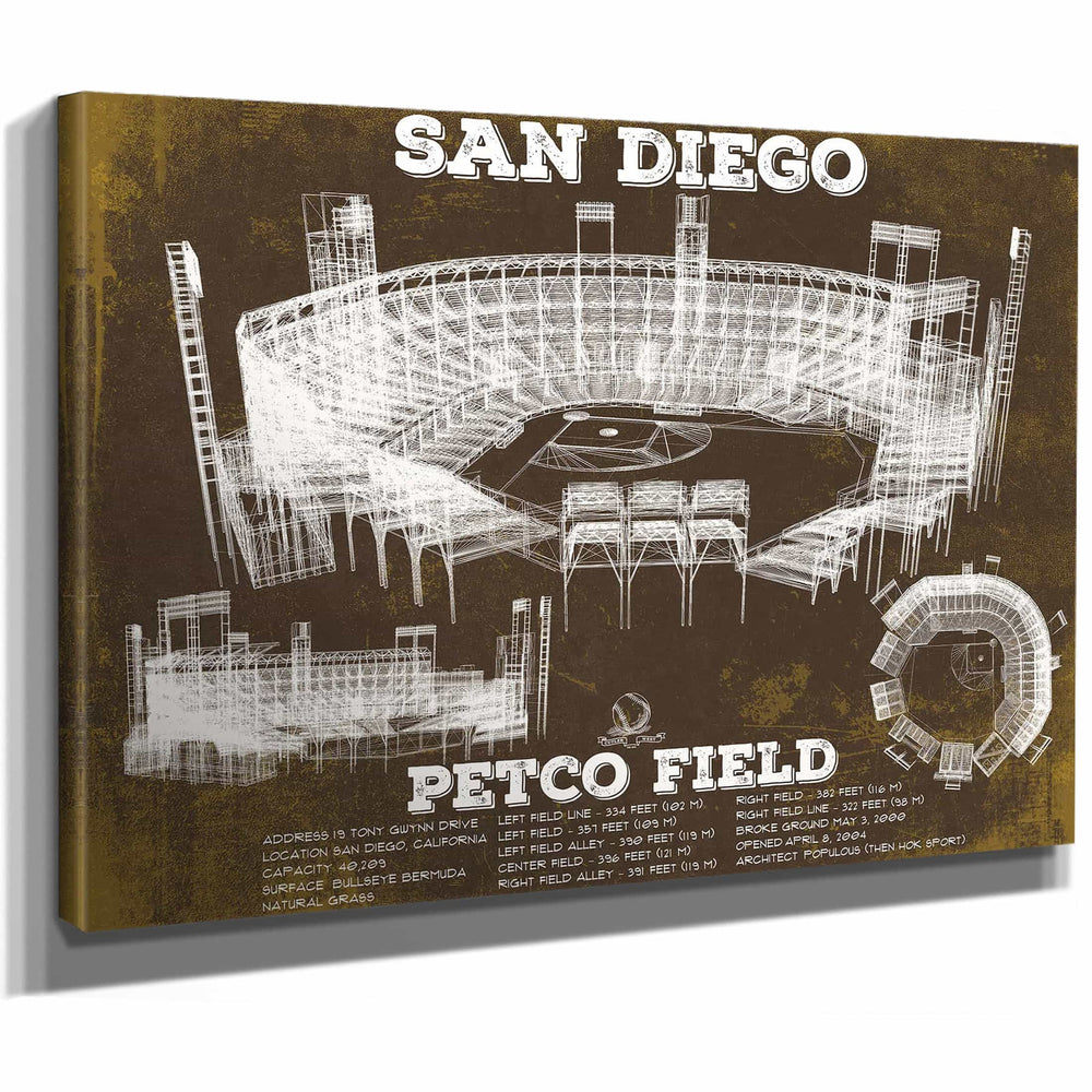 San Diego Padres Petco Park Vintage Stadium Team Color Baseball Print