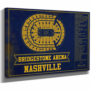 Nashville Predators Bridgestone Arena Seating Chart - Vintage Hockey Team Color Print