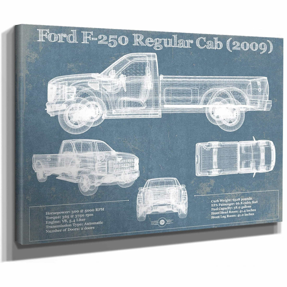 Ford F-250 Regular Cab (2009) Blueprint Vintage Auto Print