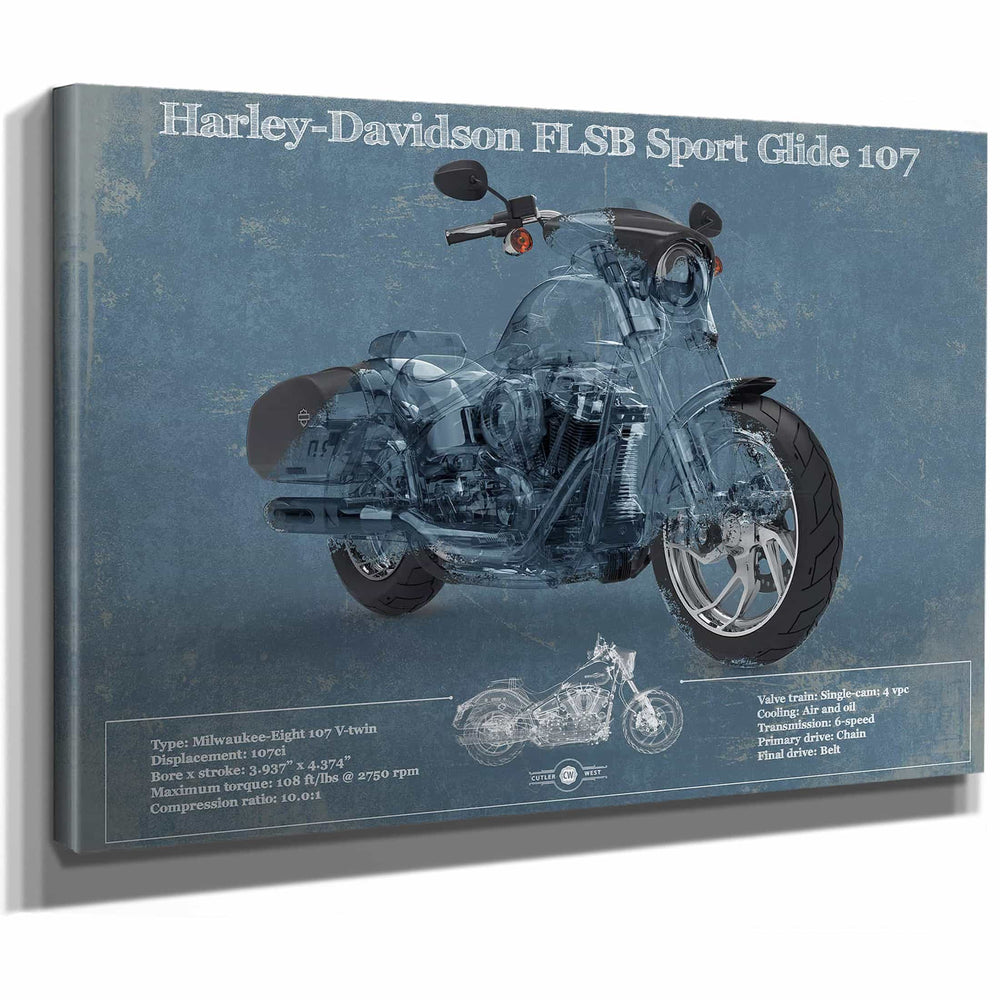 Harley-Davidson FLSB Sport Glide Blueprint Motorcycle Patent Print