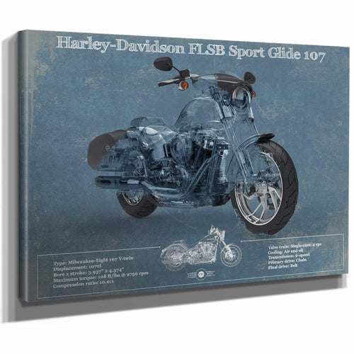 Harley-Davidson FLSB Sport Glide Blueprint Motorcycle Patent Print