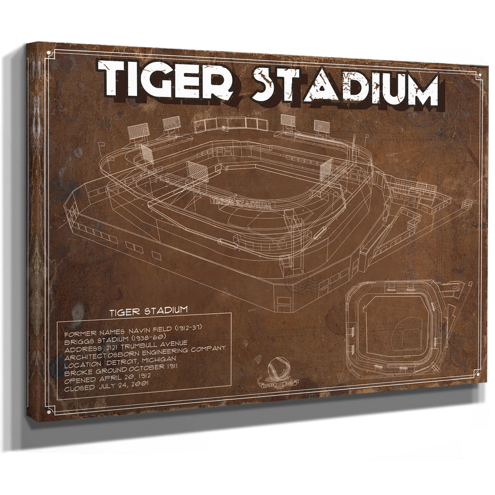 Tiger Stadium Art - LSU Tigers Vintage Stadium - Blueprint Art Print