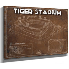 Tiger Stadium Art - LSU Tigers Vintage Stadium - Blueprint Art Print