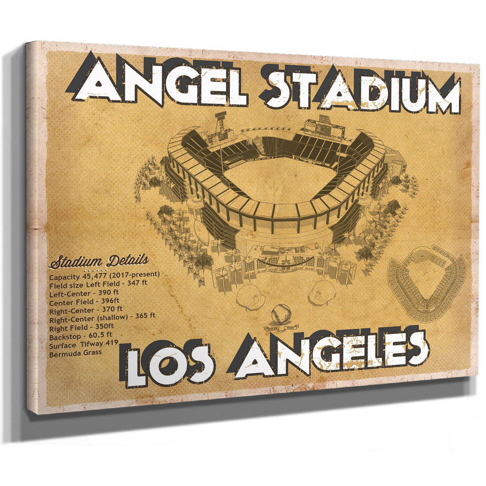 Los Angeles Angels - Angel Stadium Vintage Seating Chart Baseball Print