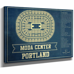 Portland Trail Blazers Moda Center Vintage Basketball Blueprint NBA Print