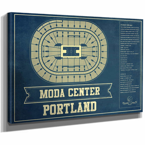 Portland Trail Blazers Moda Center Vintage Basketball Blueprint NBA Print