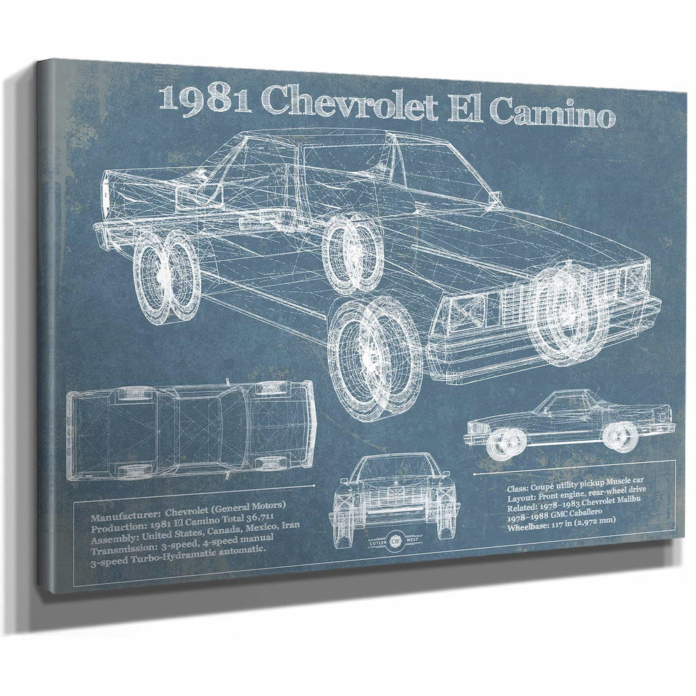 1981 Chevrolet El Camino Vintage Blueprint Auto Print