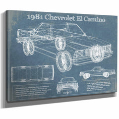 1981 Chevrolet El Camino Vintage Blueprint Auto Print