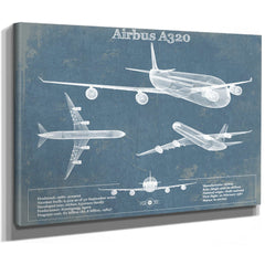 Airbus A320 Vintage Aviation Blueprint Print