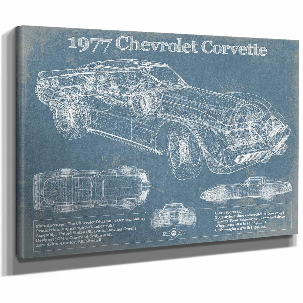1977 Chevrolet Corvette Blueprint Vintage Auto Print