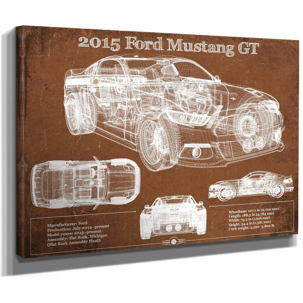 2015 Ford Mustang GT Eleanor Blueprint Vintage Auto Print