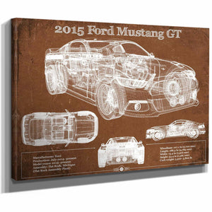 2015 Ford Mustang GT Eleanor Blueprint Vintage Auto Print