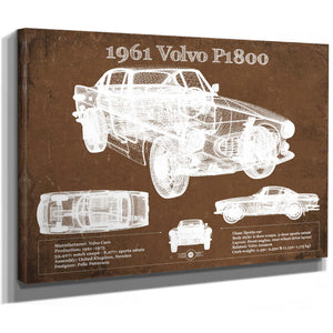 1961 Volvo P1800 Vintage Blueprint Auto Print