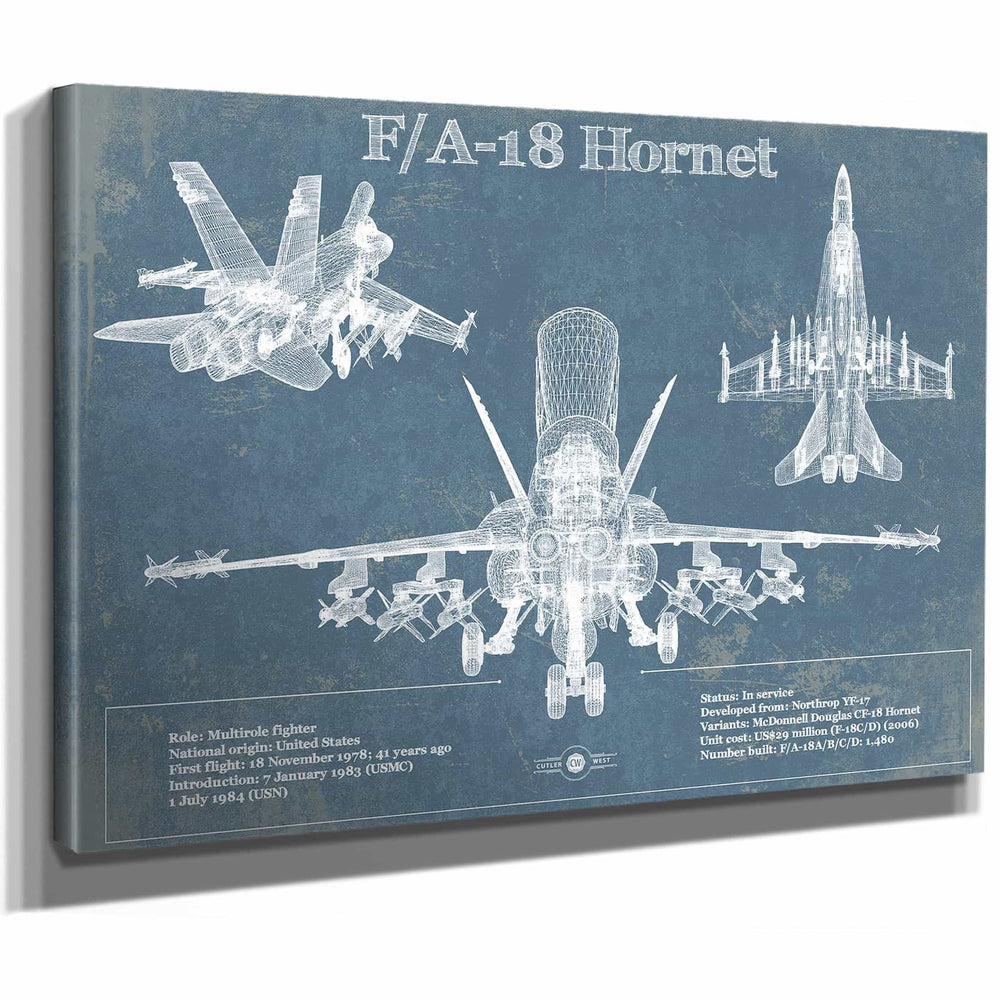F/A-18 Hornet Blueprint Original Military Wall Art