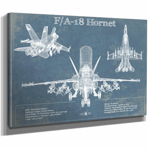 F/A-18 Hornet Blueprint Original Military Wall Art