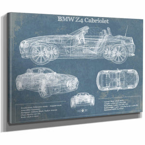 BMW Z4 Cabriolet Vintage Blueprint Auto Print