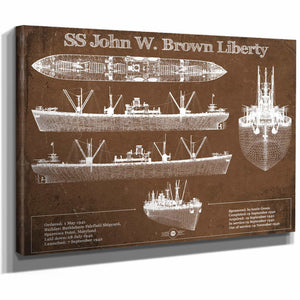 SS John W. Brown Liberty ship Blueprint Original Military Wall Art - Customizable