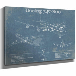 Boeing 747-800 Vintage Aviation Blueprint Print - Custom Pilot Name Can Be Added
