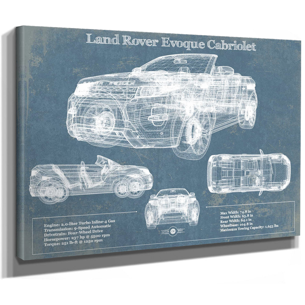 Land Rover Evoque Cabriolet Blueprint Vintage Auto Print