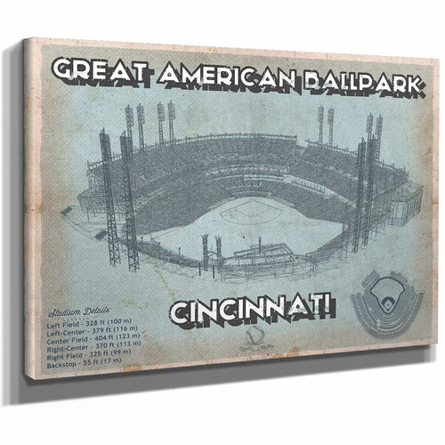 Cincinnati Reds Great American Ballpark Seating Chart - Vintage Baseball Fan Print