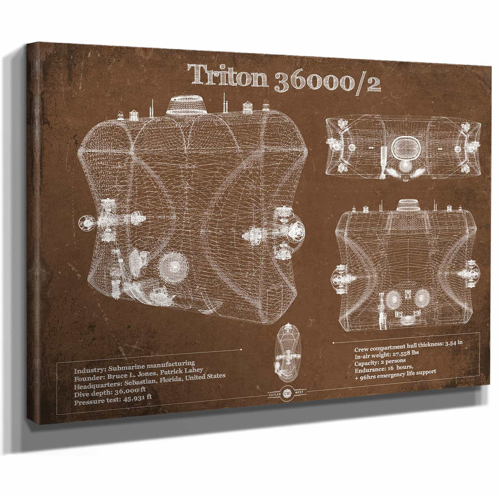 Triton 36000/2 Submarines Blueprint Patent Original Art