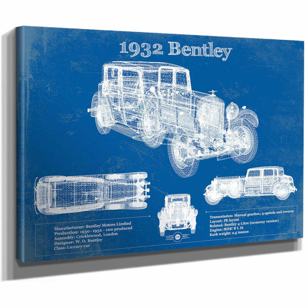 1932 Bentley Vintage Blueprint Auto Print