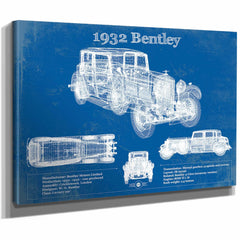1932 Bentley Vintage Blueprint Auto Print
