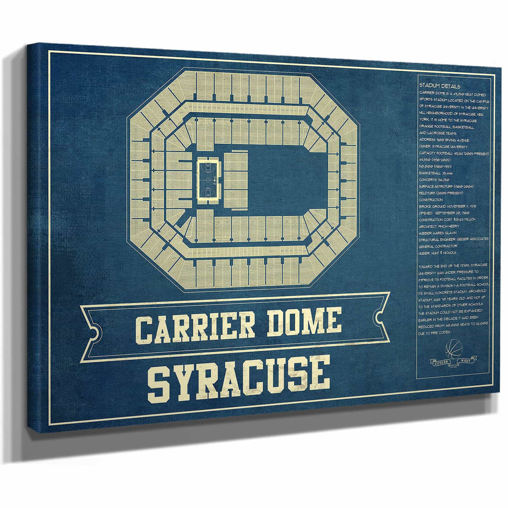 Syracuse Orange - Carrier Dome Seating Chart - College Basketball Blueprint Art