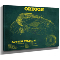 Vintage Autzen Stadium Blueprint - Oregon Ducks Football Print