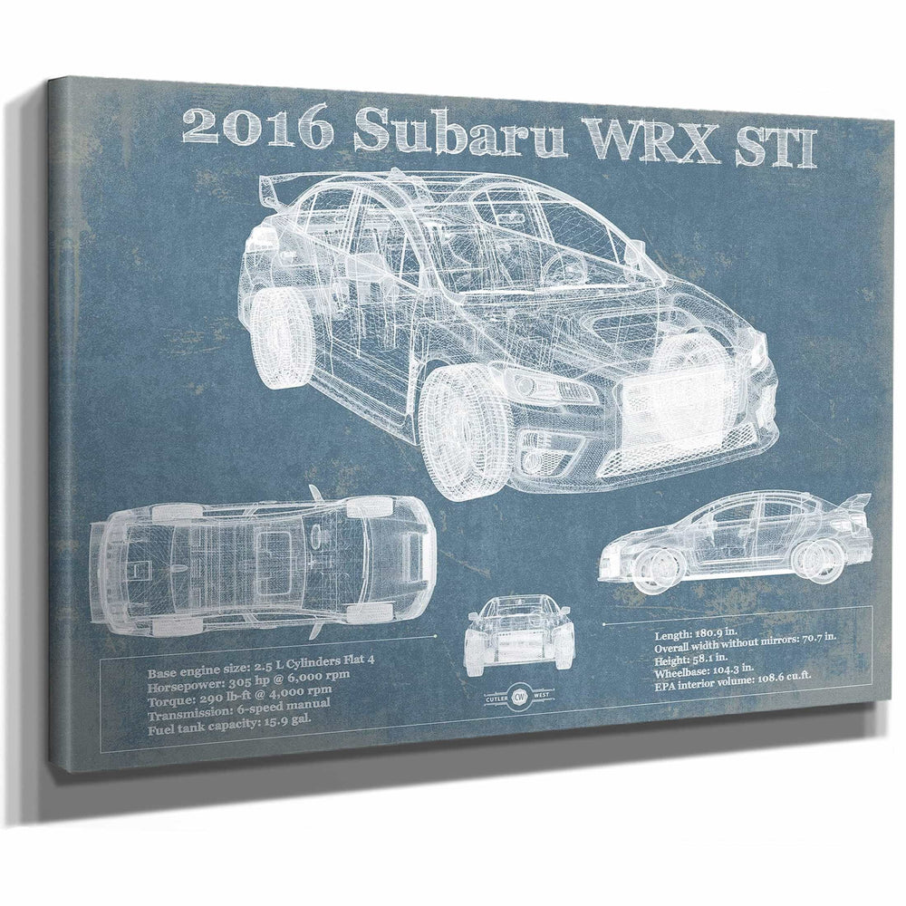 2016 Subaru WRX STI Blueprint Vintage Auto Print