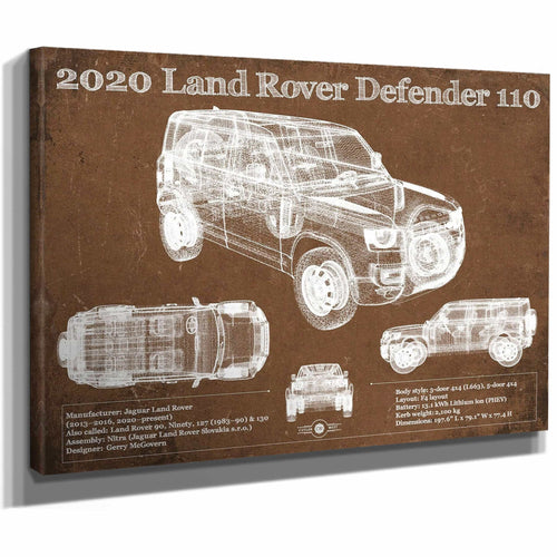 2020 Land Rover Defender 110 Vintage Blueprint Auto Print