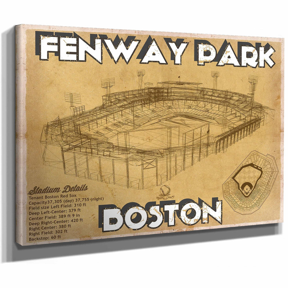 Vintage Brown Boston Red Sox - Vintage Fenway Park Baseball Print