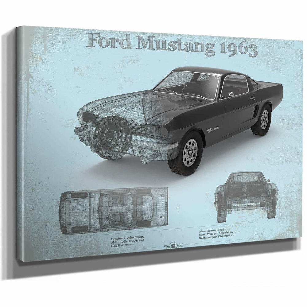 Ford Mustang 1963 Original Blueprint Art