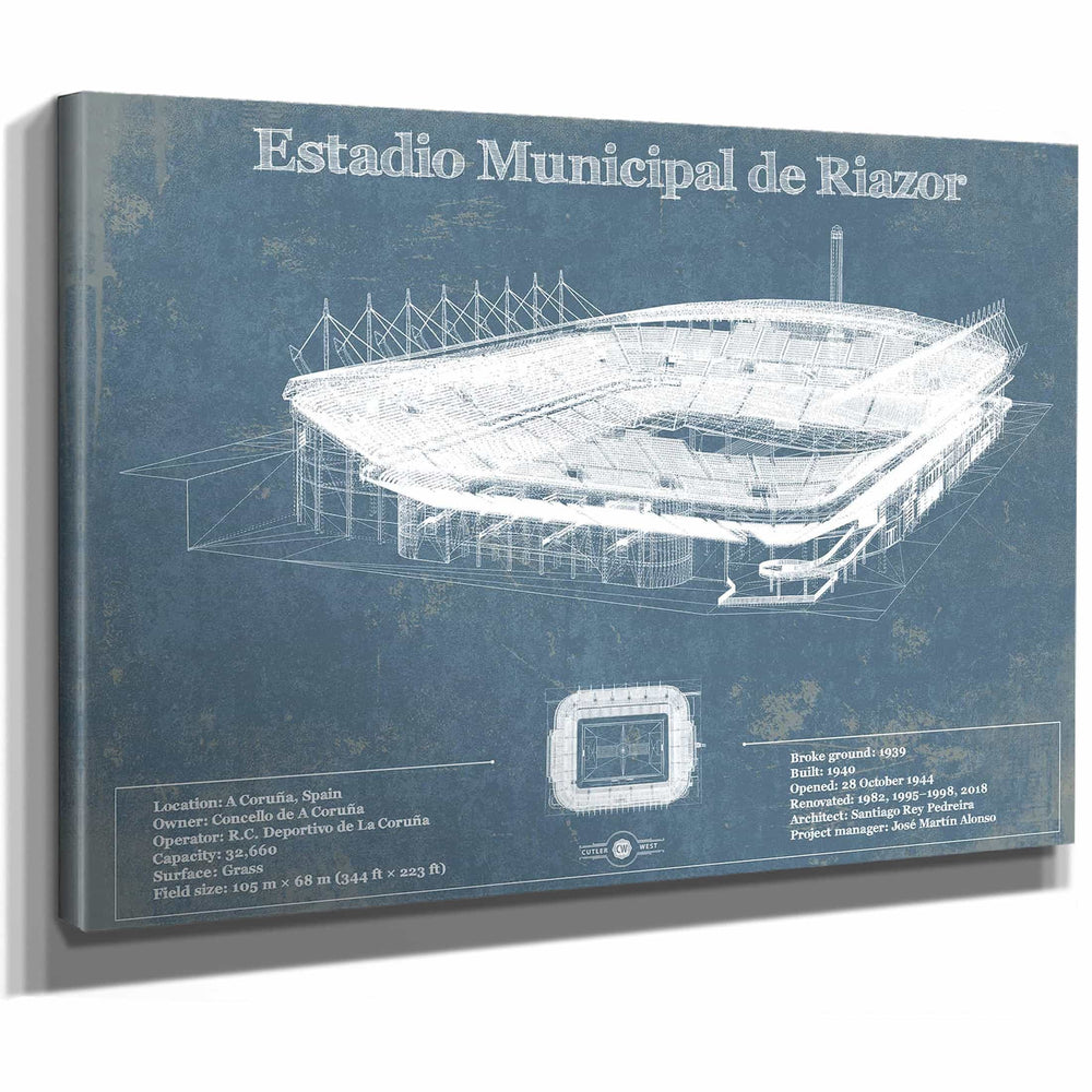 Estadio Municipal De Riazor Stadium Blueprint Vintage Soccer (Football) Print