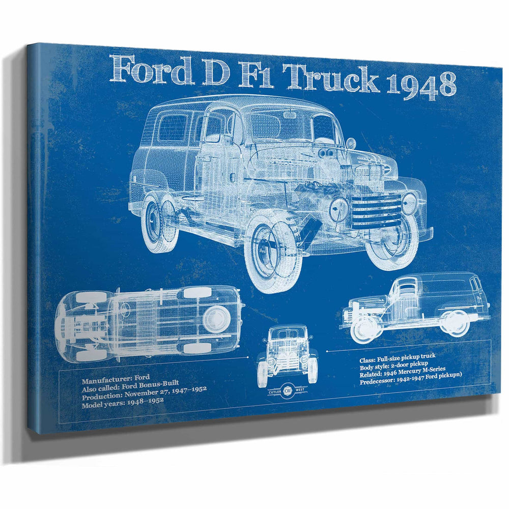 Ford D F1 1948 Truck Vintage Blueprint Auto Print