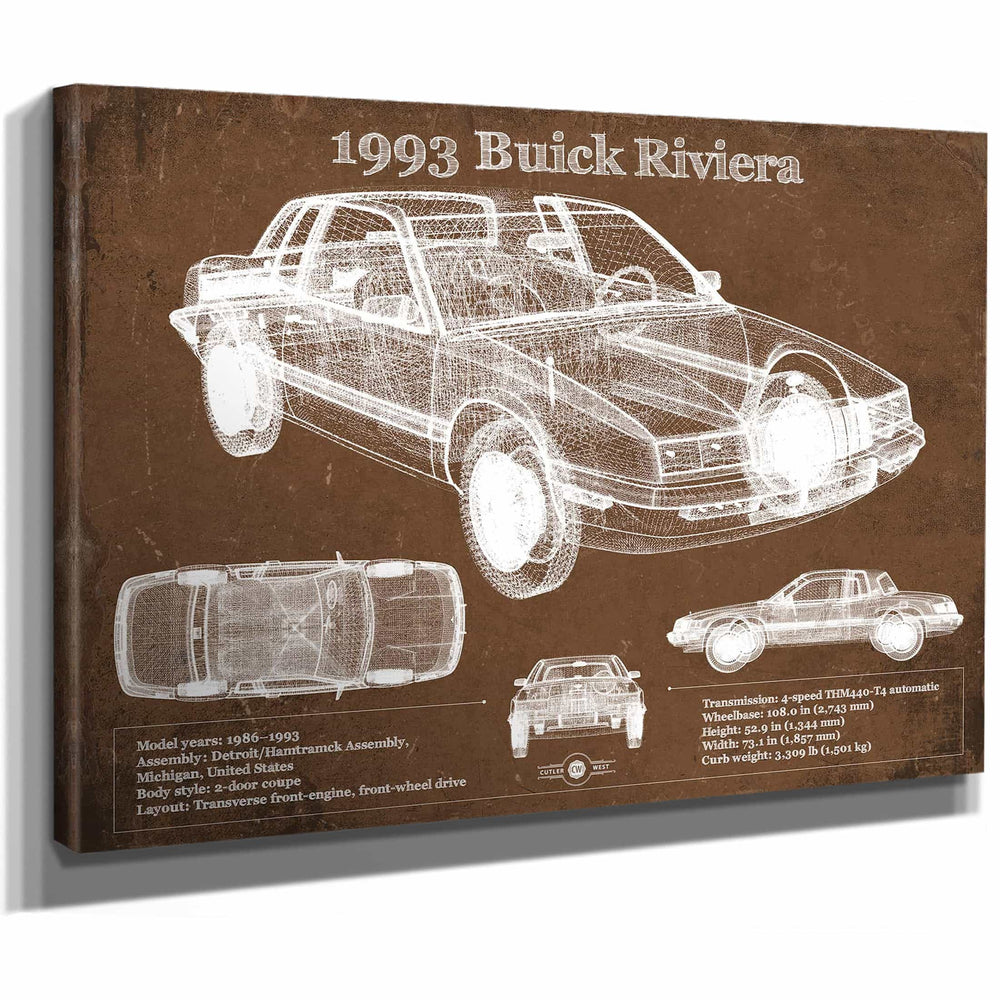 1993 Buick Riviera Vintage Blueprint Auto Print