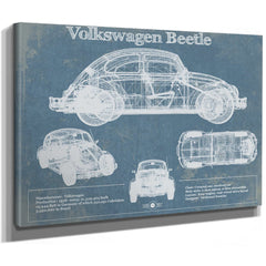 Volkswagen Beetle Blueprint Vintage Auto Print