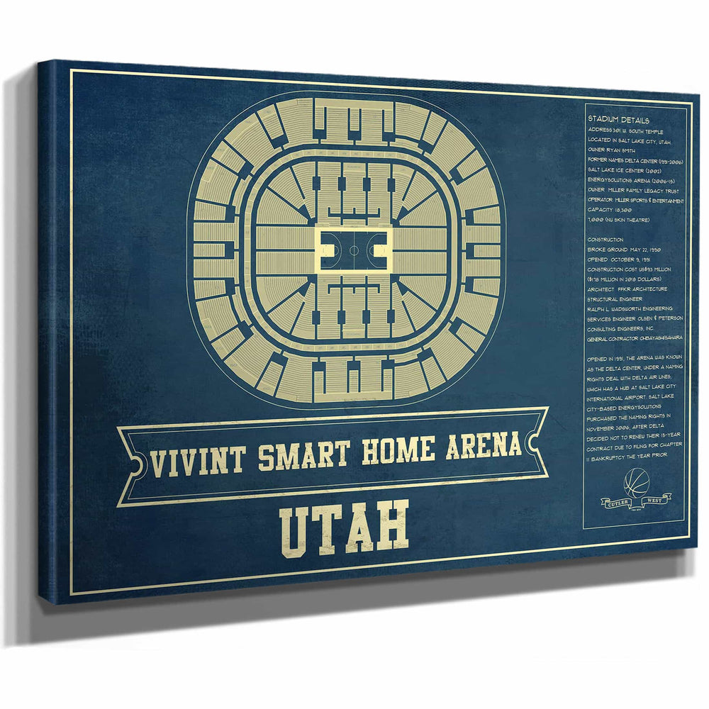 Utah Jazz - Vivint Smart Home Arena Seating Chart Vintage Art Print