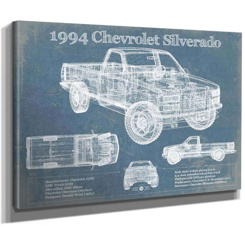 1994 Chevrolet Silverado 1500 Vintage Blueprint Auto Print