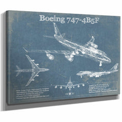 Boeing 747-4B5F Vintage Aviation Blueprint Print - Custom Pilot Name Can Be Added