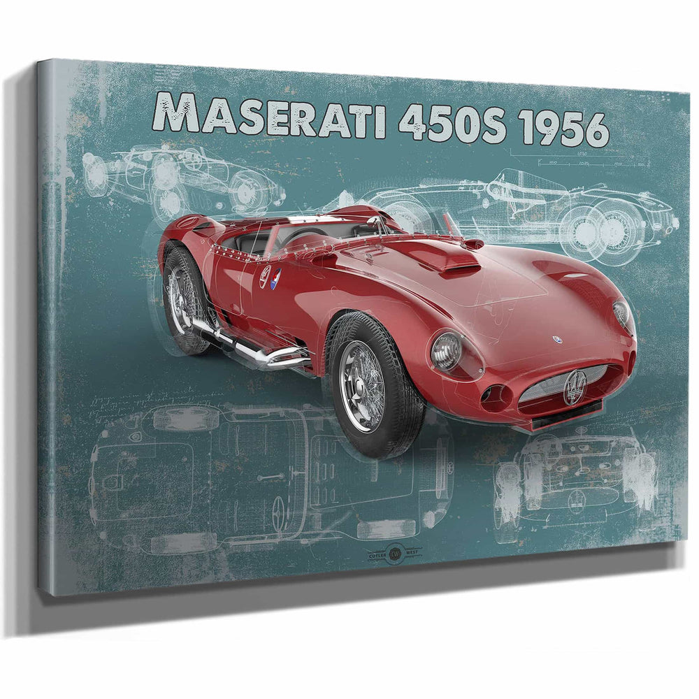 Maserati 450s 1956 Original Vintage Car Blueprint