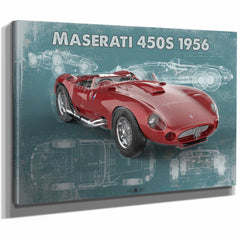 Maserati 450s 1956 Original Vintage Car Blueprint
