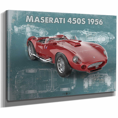 Maserati 450s 1956 Original Vintage Car Blueprint